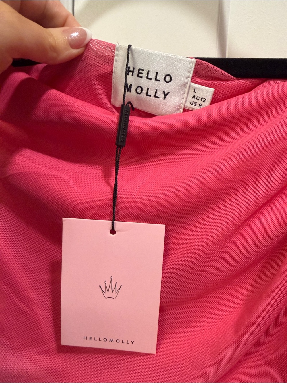 Hello Molly One-Shoulder Hot Pink Evening Gown with Gold Starfish Accent - Picture 7 of 7
